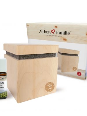 Barbara Raggl - Zirbenfamilie ZirbenWürfel Premium Edition mit Filz-Trägerstoff und 10 ml Zirbenöl